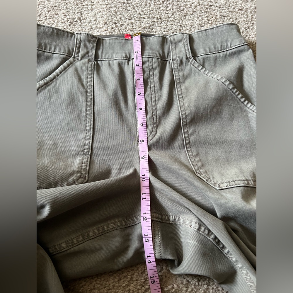 Spanx Stretch Twill Ankle Cargo Pull On Slimming Pants Sz XL in Army Green - Picture 14 of 16